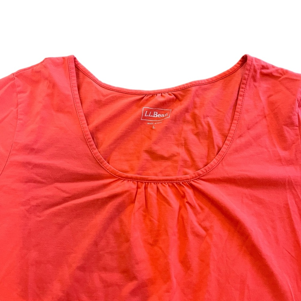 LL BEAN Women’s Large Red Coral Long Sleeve Basic Everyday Shirt Blouse‎ Solid - Picture 3 of 8